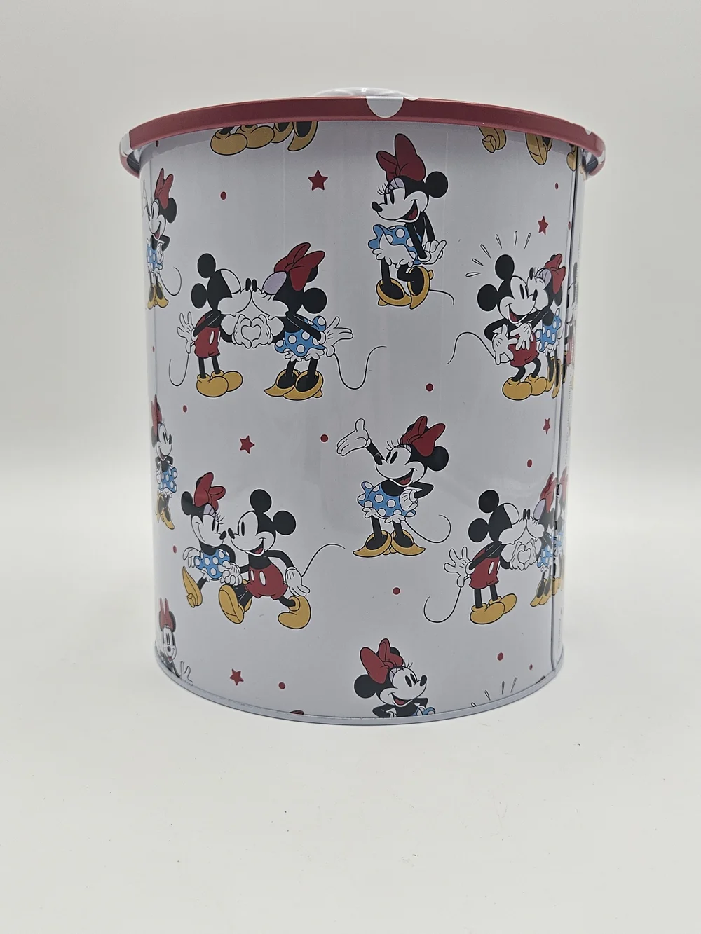 Mickey & Minnie Mouse Red & White Cookie Tin with Lid